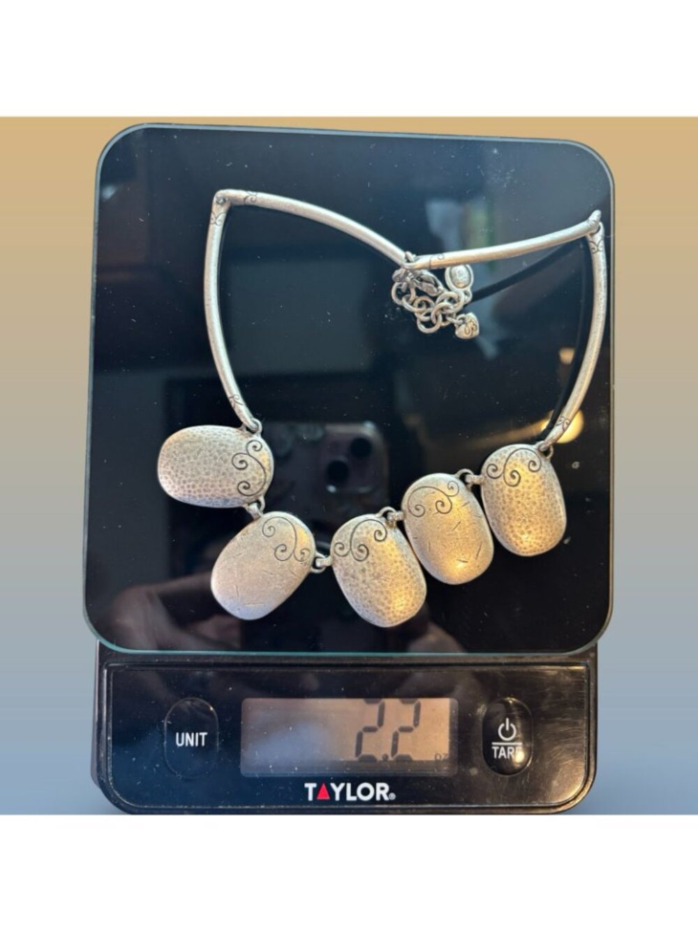 Brighton Silver-Toned Hammered Metal Necklace & Bracelet Jewelry Set With Swirl - Picture 11 of 15